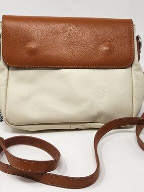 New Florence Leather Market off white and cognac Italian leather crossbody bag